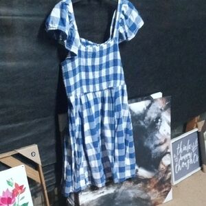 Old Navy Blue and White Plaid Kids Dress